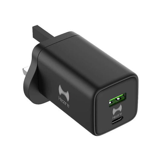 Hezire H-Adapt Rapid PD65W GaN Travel Charger | Dual USB-C PD & USB-A QC3.0 Fast Charger | HEZ-TC-PD65W