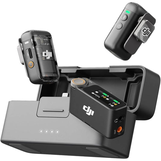 DJI Mic 2 Wireless Microphone Kit, 2 TX, 1 RX, 250m Range, 18 Hour Battery, Black