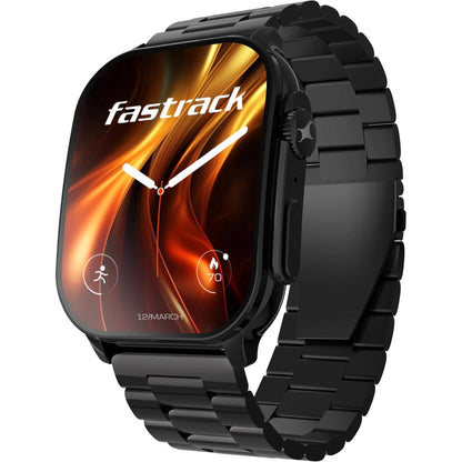 Titan Fastrack Horizon S1 Smartwatch, 1.96 inches AMOLED Display, Black Metal Case with Black Steel Strap