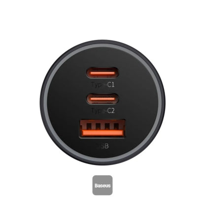 Baseus Golden Contactor Pro 65W Car Charger – Dual Type-C & USB Fast Charging