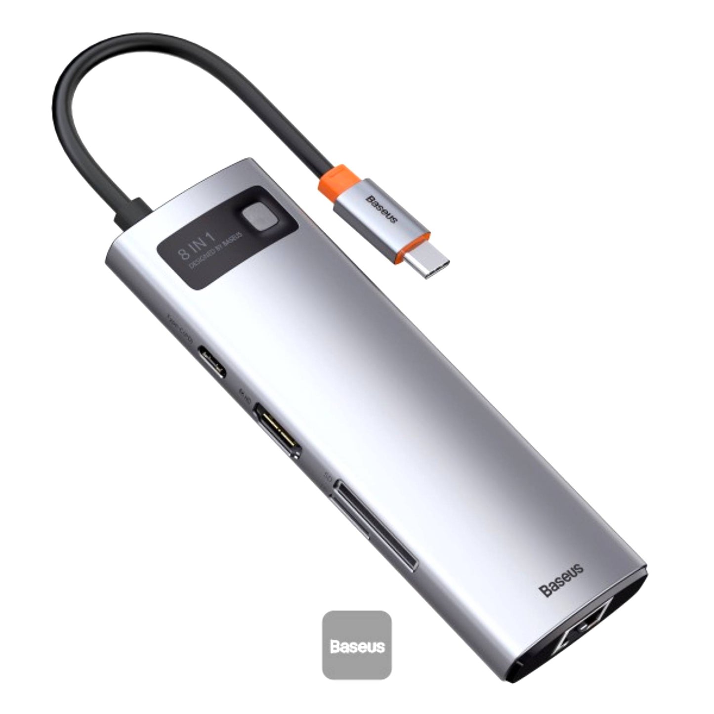 Baseus Metal Gleam Series 8-in-1 Multifunctional Type-C HUB Docking Station - Grey