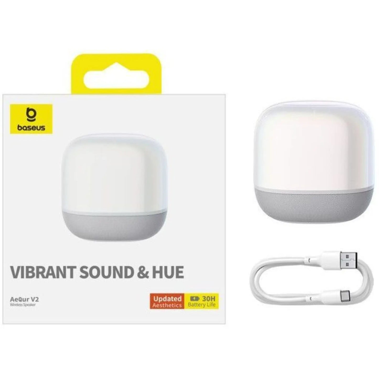 Baseus AeQur V2 Portable Wireless TWS Speaker Moon White | 30H Playtime Bluetooth Speaker