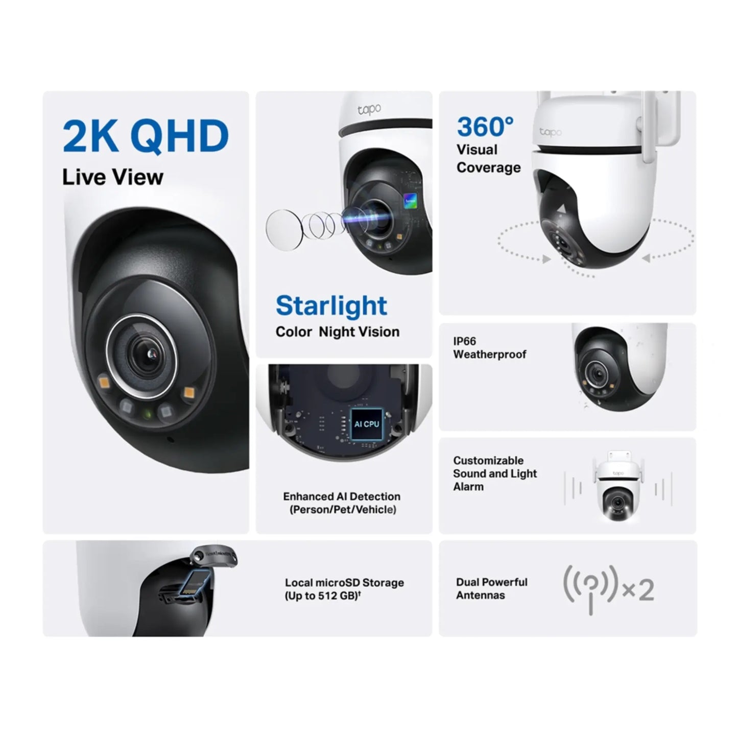 TP-Link Tapo C520WS Outdoor WiFi Camera 2K QHD | 360° Pan Tilt Security Cam