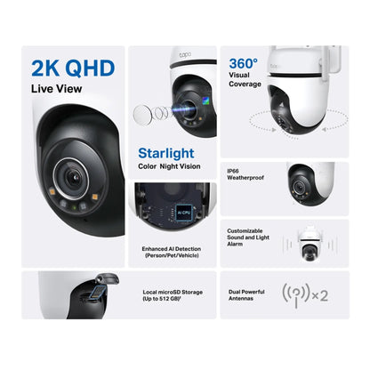 TP-Link Tapo C520WS Outdoor WiFi Camera 2K QHD | 360° Pan Tilt Security Cam