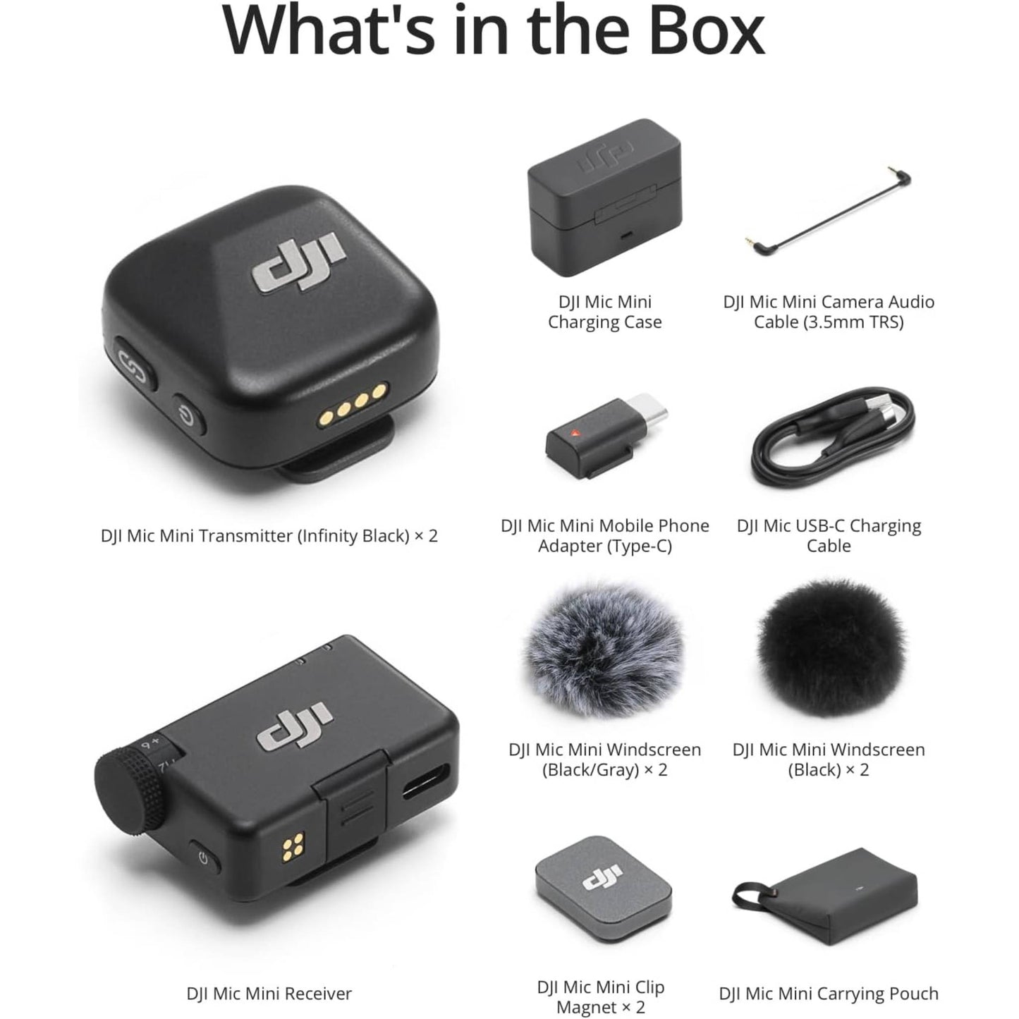 DJI Mic Mini (2 TX + 1 RX + Charging Case), Wireless Lavalier Microphone