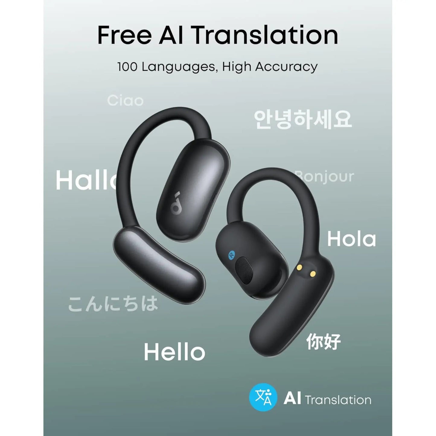 Soundcore AeroFit 2 AI Assistant Open-Ear Wireless Earbuds | AI Translation