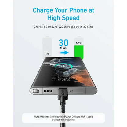 Anker 322 PowerLine USB-C to USB-C Braided Cable 6ft 60W A81F6