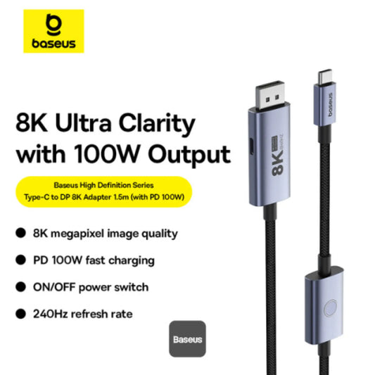 Baseus Type-C to DP 8K 60Hz 100W PD Adapter 1.5M