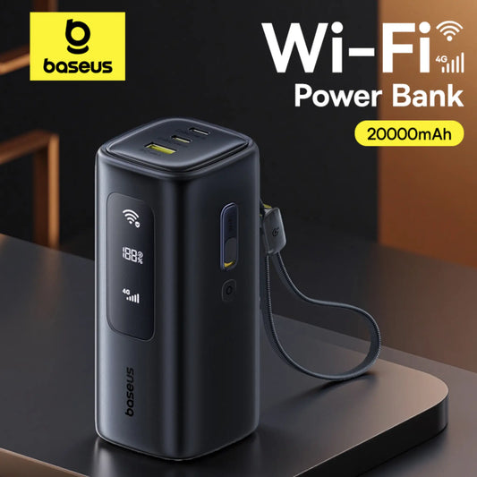 Baseus 4G LTE Mobile Hotspot & 20000mAh 67W Power Bank | Global WiFi