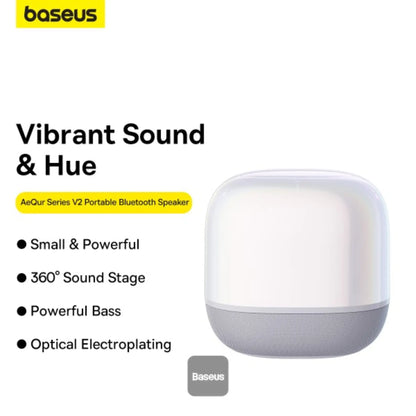 Baseus AeQur V2 Portable Wireless TWS Speaker Moon White | 30H Playtime Bluetooth Speaker