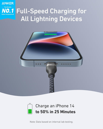 Anker USB-C to Lightning Cable 3ft Upcycled Braided MFi Fast Charging for iPhone