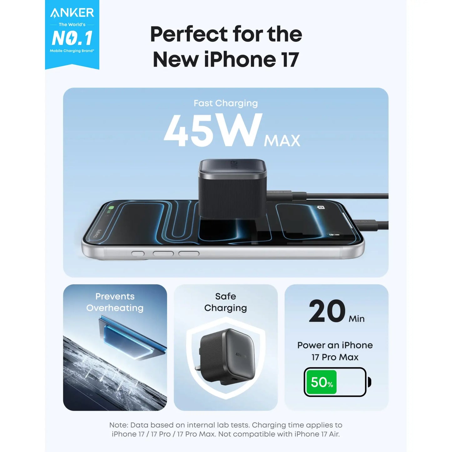 Anker Nano 45W USB-C Charger Black | Fast Compact PD Wall Adapter