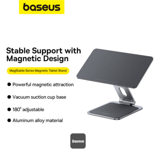 Baseus Mag Stable Magnetic Tablet Stand for iPad 12.9 | 360° Rotatable & Foldable Holder – Grey