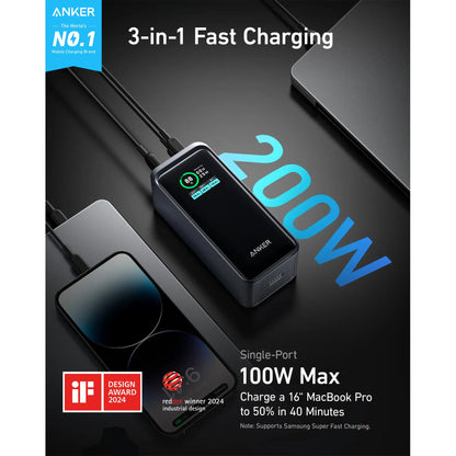 Anker Prime 20,000mAh 200W Power Bank A1336 | 100W USB-C Fast Charging