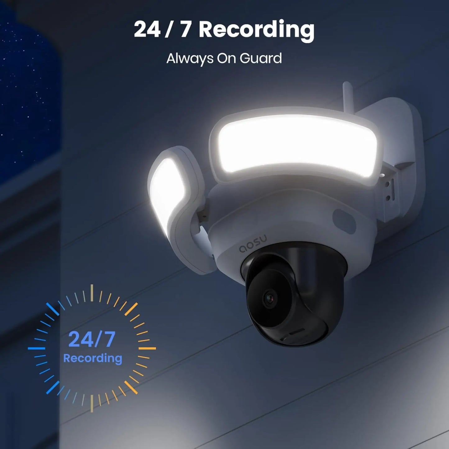 Aosu FloodlightCam Pro L5P Camera Wired 3K UHD Outdoor Security Camera | 360° Coverage, 24/7 Recording, Color Night Vision