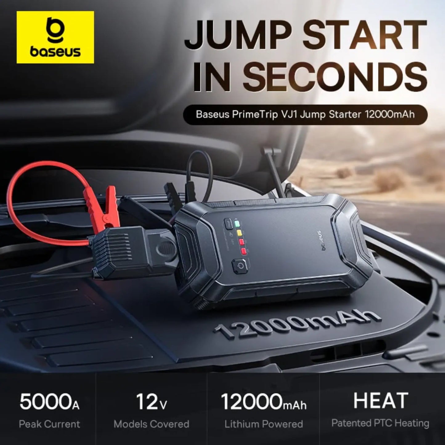 Baseus PrimeTrip VJ1 Jump Starter 12000mAh 5000A Portable Car Battery Booster