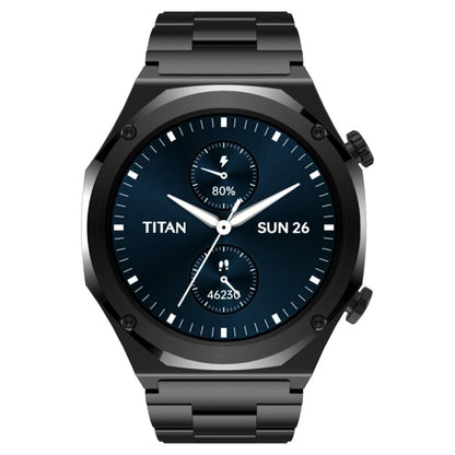 Titan Maestro Premium Metal Smartwatch with AllÂ SS construction, SingleSync BT Calling, Functional Crown