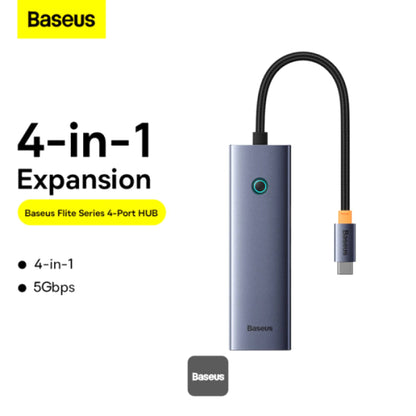 Baseus UltraJoy Series 4-in-1 USB-C Hub To USB 3.0 Extension - Grey