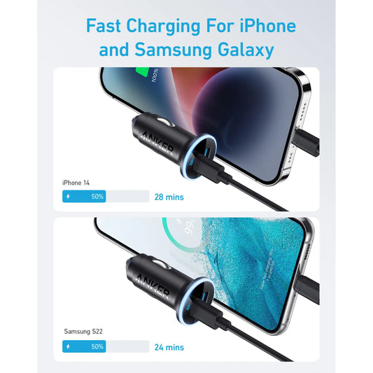 Anker 323 Car Charger 52.5W USB-C & USB-A Fast Car Charger