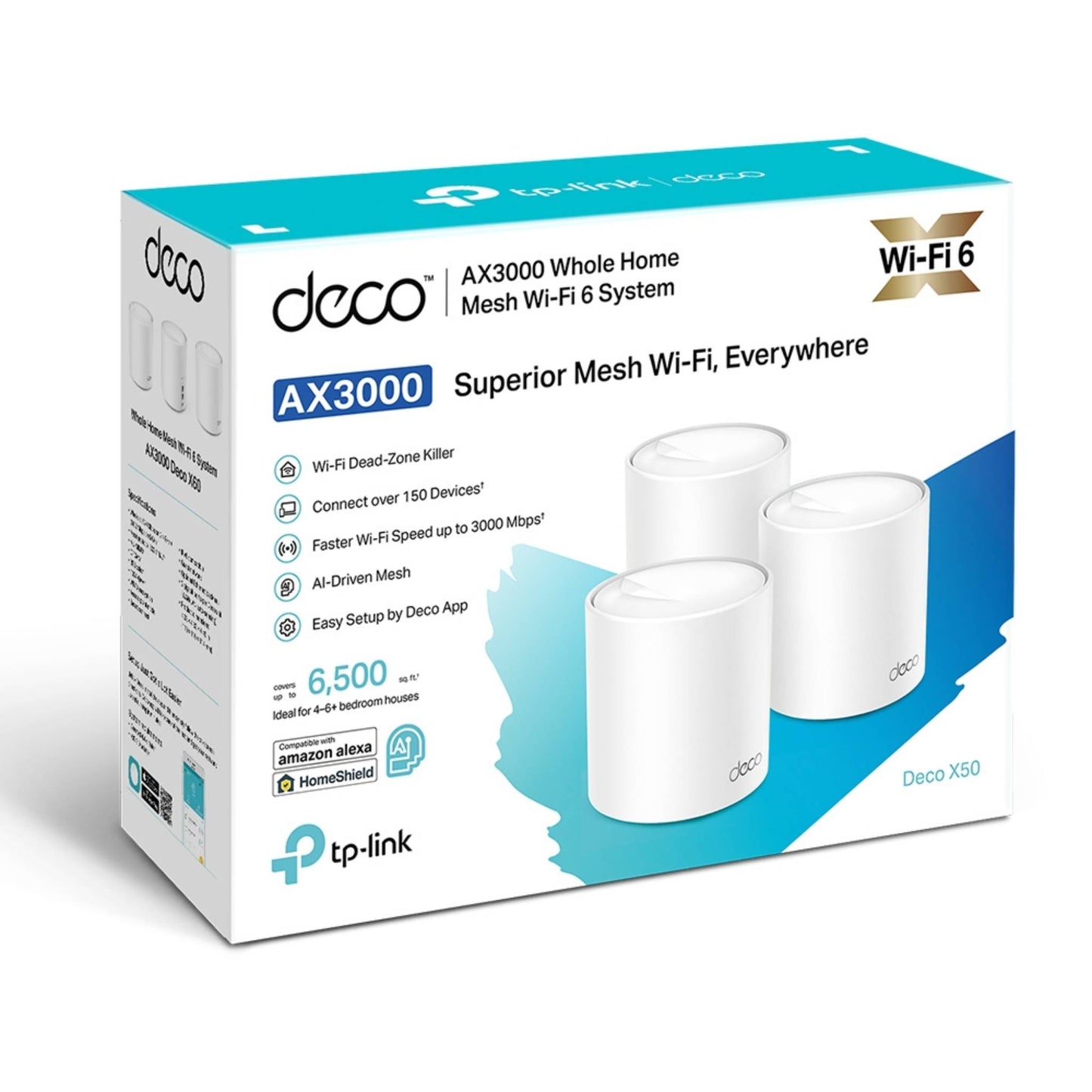 TP-Link Deco X50 AX3000 Mesh WiFi 6 Router | Whole Home Coverage | 3-PACK