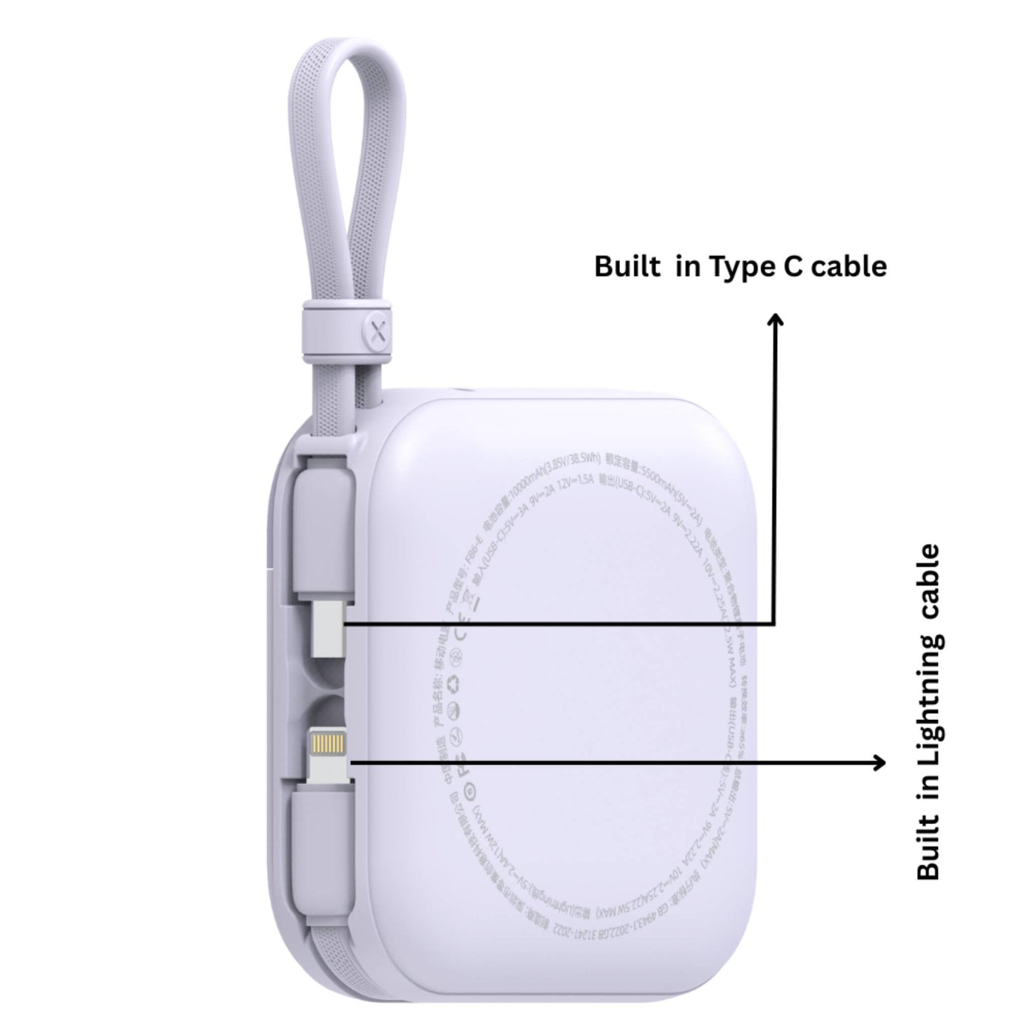 G-Tab FLEX10 - 10000mAh 22.5W Fast Charging Power Bank with Built-in Cables