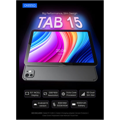 Oteeto TAB 15 Tablet | 10.1 Inch| 5GSIM | Premium Design