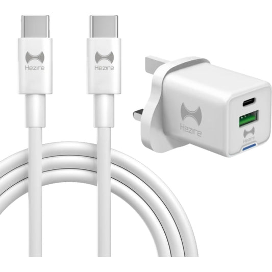 Hezire H-ADAPT PWR PD35W GaN Travel Charger | USB-C PD 35W + QC3.0 Fast Charging | HEZ-PD35W-C2C