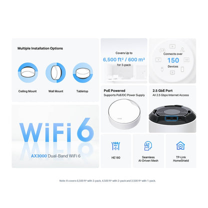TP-Link Deco X50-PoE AX3000 Mesh WiFi 6 Router | PoE | (3-PACK)