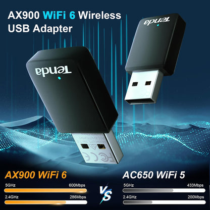 Tenda U11 AX900 Wi-Fi 6 USB Adapter | Dual-Band Driver-Free USB WiFi Dongle