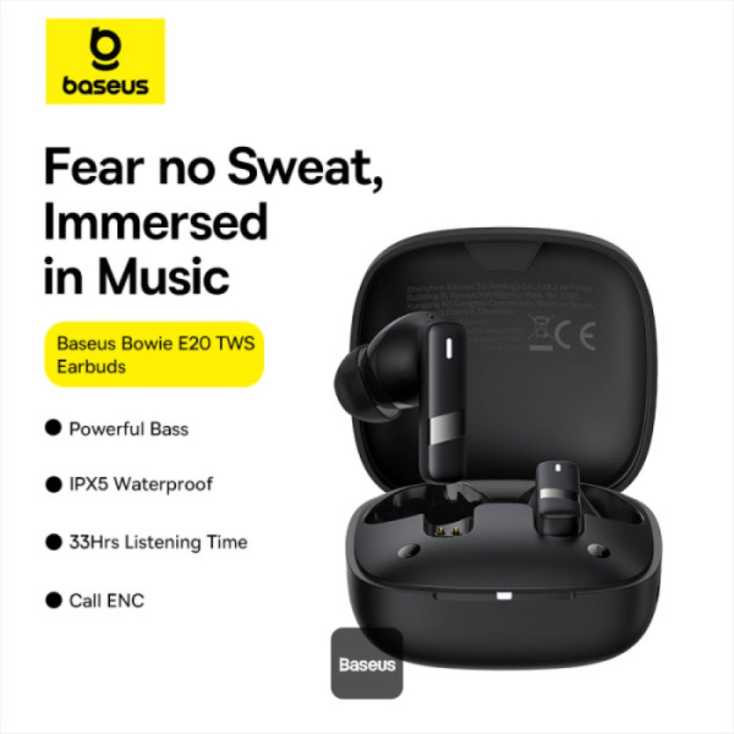 Baseus Bowie E20 True Wireless Earbuds With 2 ENC Mics, 33H Playtime