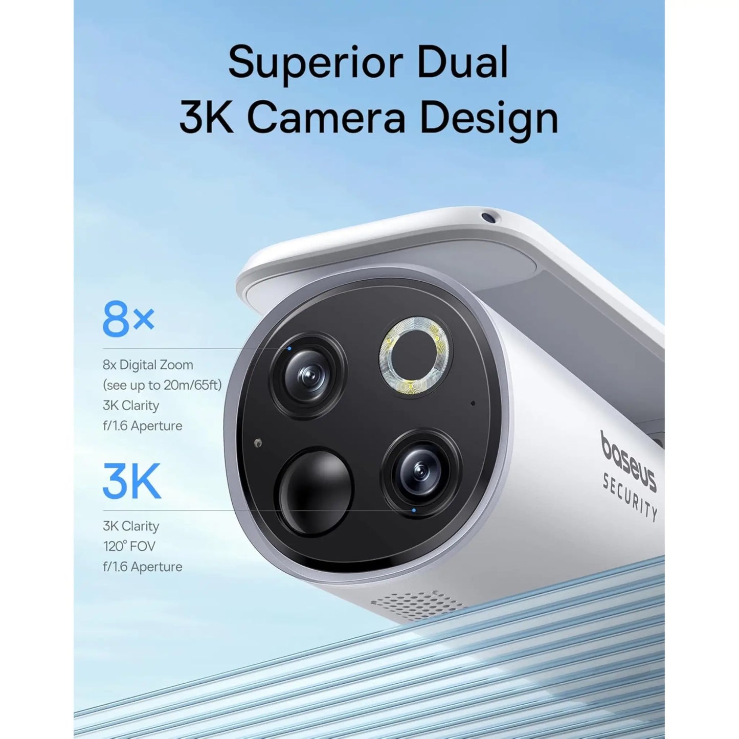 Baseus S1 Pro Solar Outdoor Security Camera Kit 3K Dual Lens IP67