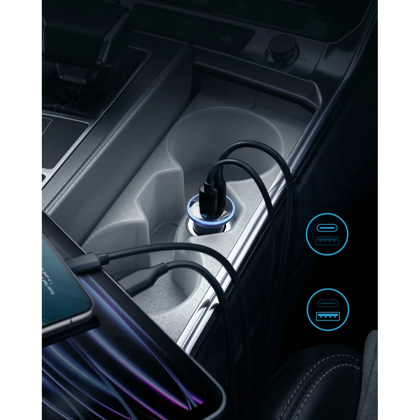 Anker 323 Car Charger 52.5W USB-C & USB-A Fast Car Charger
