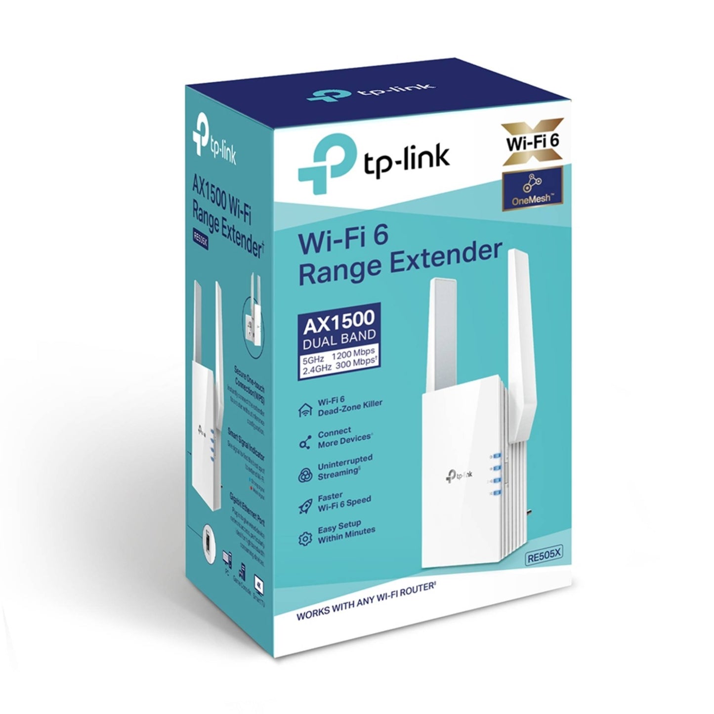 TP-Link RE505X AX1500 Wi-Fi 6 Range Extender | OneMesh, Gigabit Port