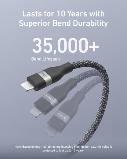 Anker USB-C to Lightning Cable 3ft Upcycled Braided MFi Fast Charging for iPhone