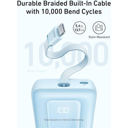 Anker Zolo Power Bank (10K, 30W) with a 5.4-inch (13.7 cm) built-in USB-C cable