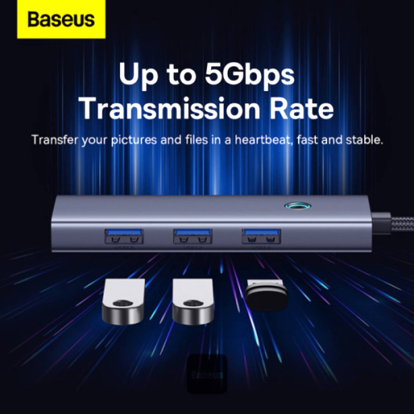 Baseus UltraJoy Series 4-in-1 USB-C Hub To USB 3.0 Extension - Grey