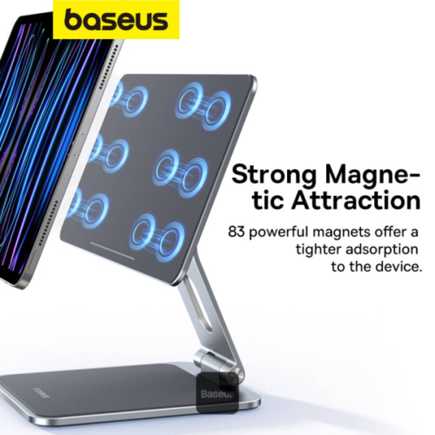 Baseus Mag Stable Magnetic Tablet Stand for iPad 12.9 | 360° Rotatable & Foldable Holder – Grey
