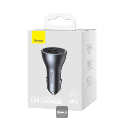 Baseus Golden Contactor Pro 65W Car Charger – Dual Type-C & USB Fast Charging