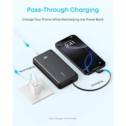 Anker Zolo Power Bank 20000mAh 22.5W Built-In USB-C Cable Black