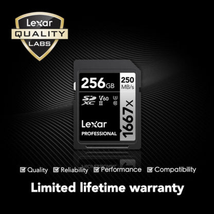 Lexar 256GB Professional 1667x UHS-II SDXC Memory Card | 250MB/s Read Speed