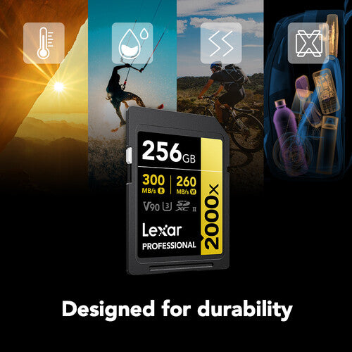 Lexar 256GB Professional 2000x UHS-II SDXC Memory Card V90 | 300MB/s | GOLD Series