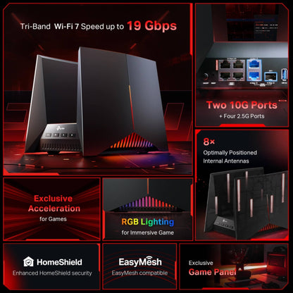 TP-Link Archer GE800 BE19000 Wi-Fi 7 Gaming Router | 19Gbps