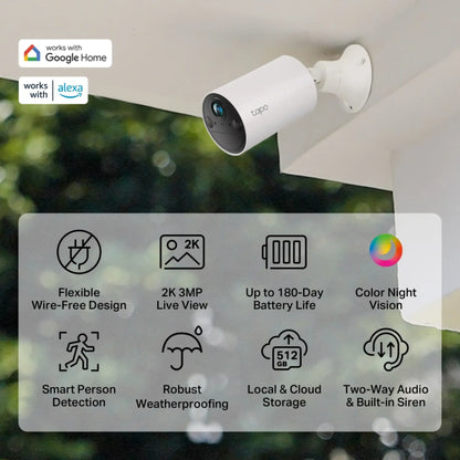 TP-Link Tapo C410 Wire-Free Security Camera 2K 3MP | Outdoor Indoor IP65