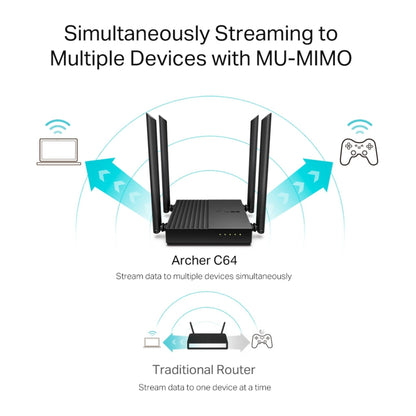 TP-Link Archer C64 AC1200 Dual-Band Gigabit Wi-Fi Router | WPA3 Security