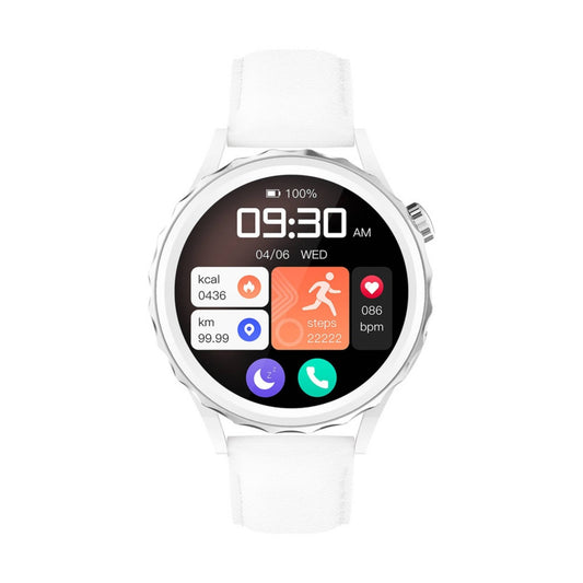 G-Tab GT5 PRO Smart Watch with Leather Strap White - 300mAh Battery, IP68
