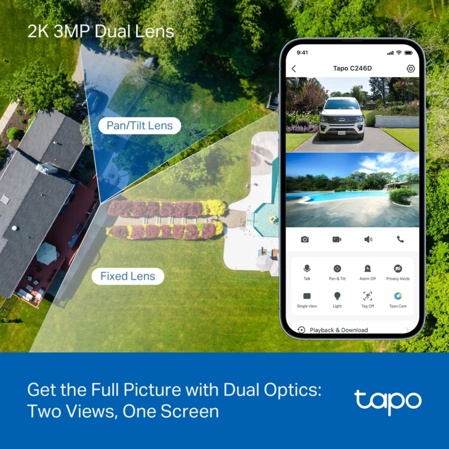 TP-Link Tapo C246D Dual Lens 2K Security Camera | Indoor/Outdoor Smart WiFi CCTV