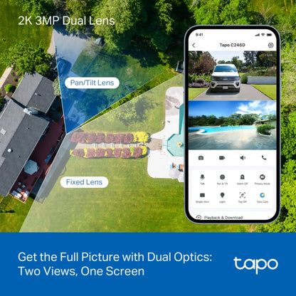 TP-Link Tapo C246D Dual Lens 2K Security Camera | Indoor/Outdoor Smart WiFi CCTV