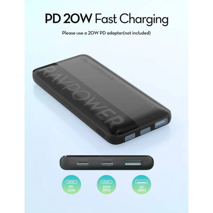 RAVPower RP-PB1228 PD Pioneer 10000mAh 20W Power Bank Black