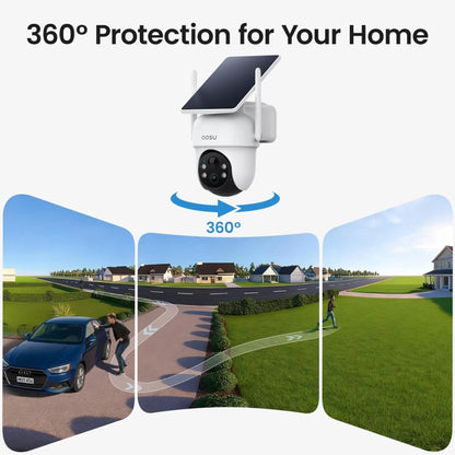 Aosu SolarCam D1 Classic System C9C-4H | Outdoor Wireless Security Cameras 4-Cam Kit | Solar Powered 2K CCTV System