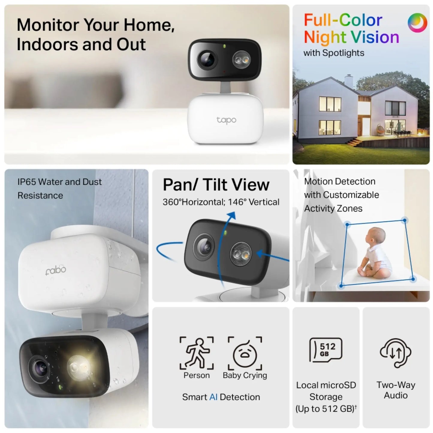 TP-Link Tapo C206 1080p Smart WiFi Security Camera | Pan Tilt AI Detection | Indoor Outdoor CCTV